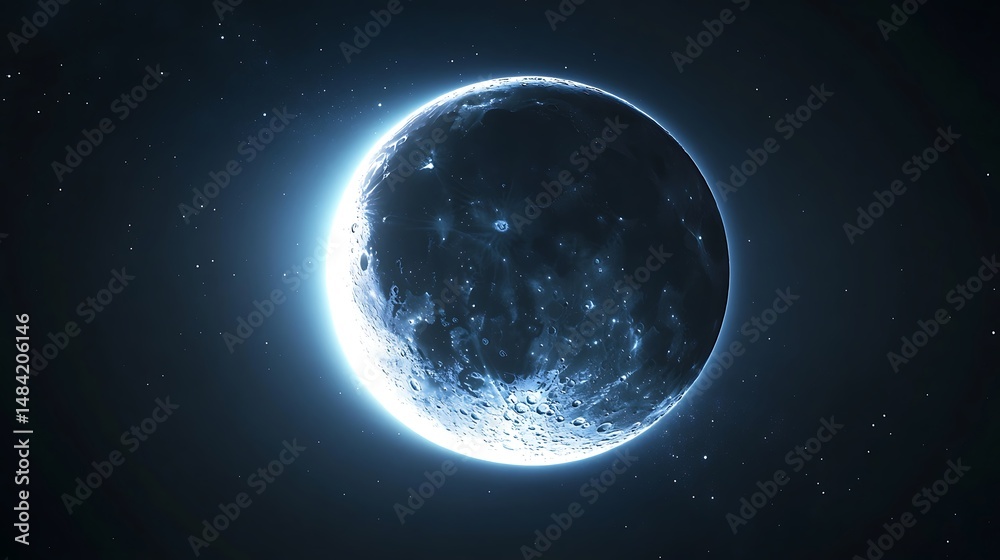 Fototapeta premium Crescent moon in dark night sky