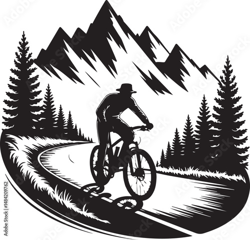 Mountain Biker in Action Silhouette

Off-Road Cycling Adventure Vector

Extreme Downhill MTB Scene

Mountain Bike Rider Jumping Silhouette

Cyclist on Rocky Trail Vector Design