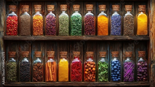 Wallpaper Mural Spices in jars on rustic shelf Torontodigital.ca