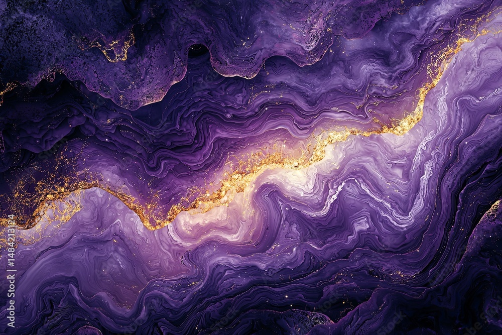 Fototapeta premium Abstract Purple and Gold Swirling Texture Background