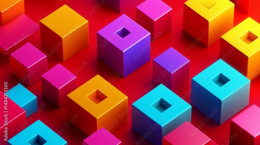 Obraz premium Modern Abstract 3D Render Dynamic Geometric Shapes Background for Graphic Design