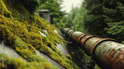 Outdoor drainpipe channeling waste to underground sewer system