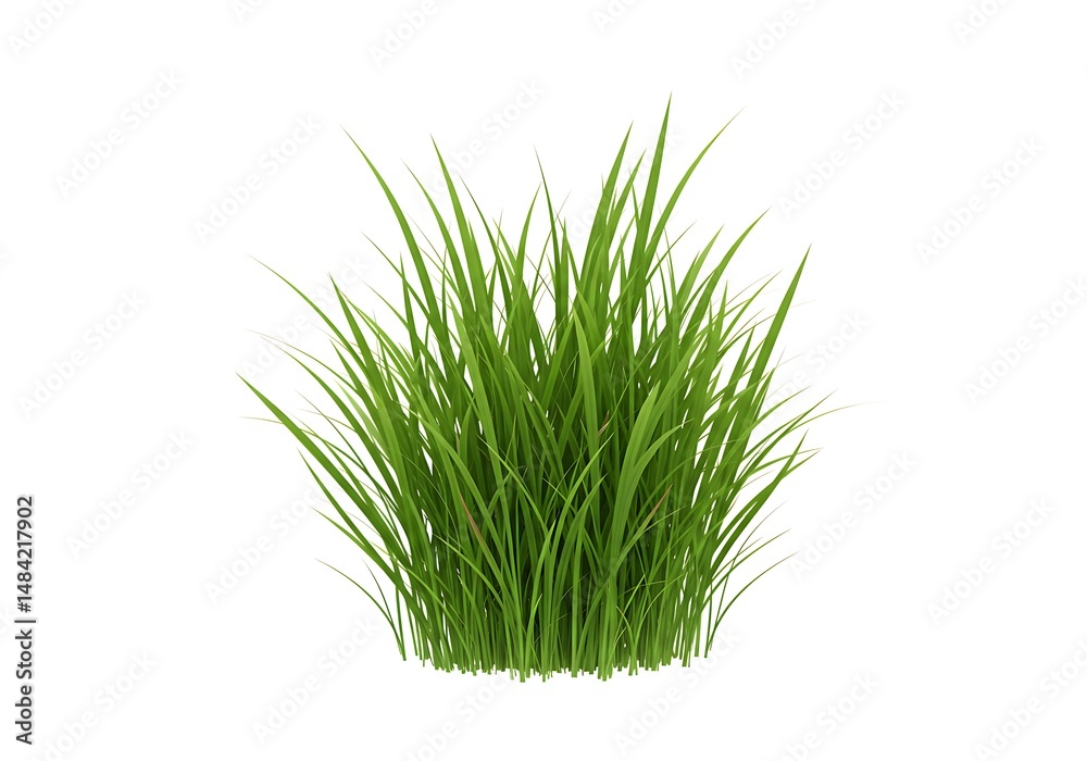 Obraz premium Isolated clump of bright green grass on white surface