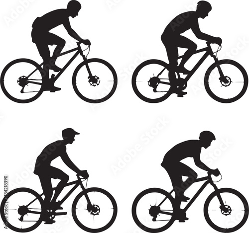 Mountain Biker in Action Silhouette

Off-Road Cycling Adventure Vector

Extreme Downhill MTB Scene

Mountain Bike Rider Jumping Silhouette

Cyclist on Rocky Trail Vector Design