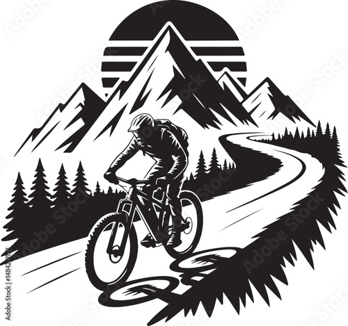 Mountain Biker in Action Silhouette

Off-Road Cycling Adventure Vector

Extreme Downhill MTB Scene

Mountain Bike Rider Jumping Silhouette

Cyclist on Rocky Trail Vector Design