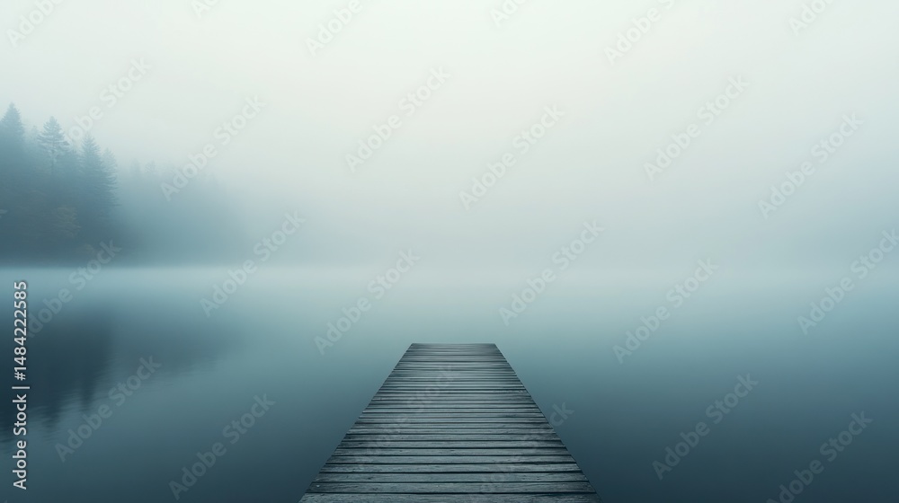 Obraz premium Misty lake dock