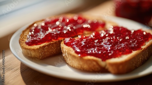 Wallpaper Mural Close-up of toasted bread with glossy red berry jam spread. Torontodigital.ca