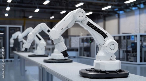 Robotic arms enhance assembly line precision and speed.