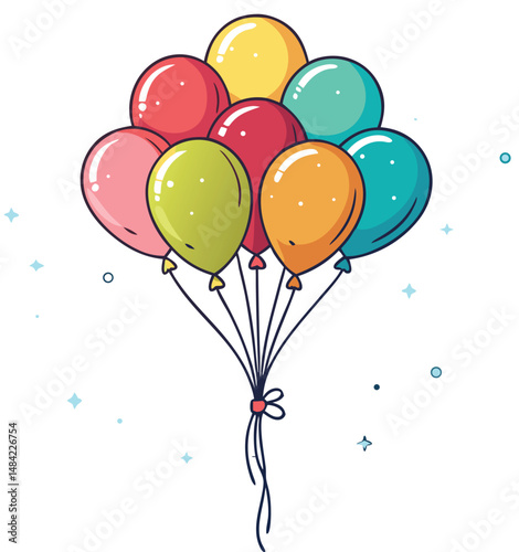 Bunch of flying  Balloons flat vector illustration