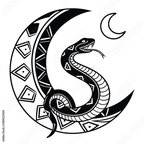 a-silhouette-vector-of-a-snake-wrapped-around-a-cr.eps