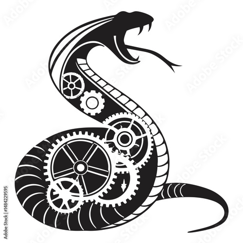 a-silhouette-vector-of-a-snake-with-mechanical-gea.eps