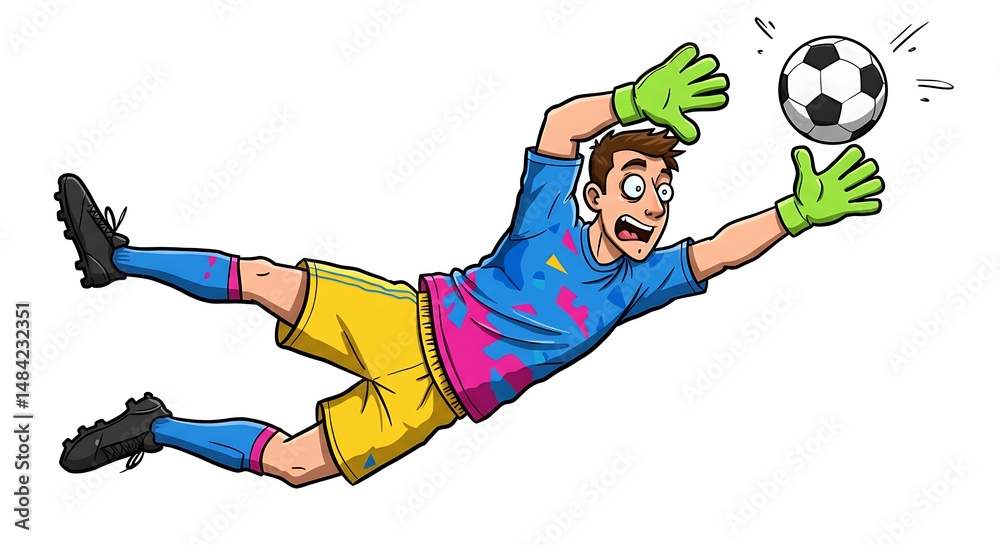 Funny Cartoon Goalkeeper Save Funny Cartoon Goalkeeper Save