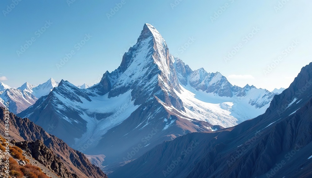 Majestic mountain peak, snow-capped, challenging ascent , challenge, cliff Majestic mountain peak, snow-capped, challenging ascent , challenge, cliff