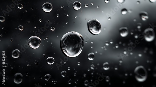 Captivating rain drops falling on glass surface abstract photography dark environment macro view