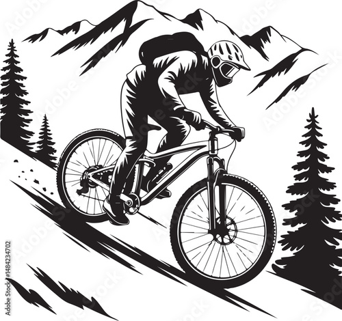 “Mountain Bike Vector Bundle | MTB Clipart, Cycling SVG, Downhill & Trail Biking Silhouettes for T-Shirts