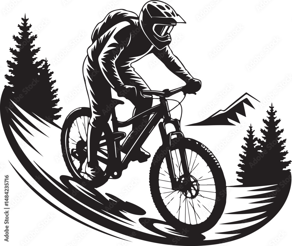 Naklejka premium “Mountain Bike Vector Bundle | MTB Clipart, Cycling SVG, Downhill & Trail Biking Silhouettes for T-Shirts