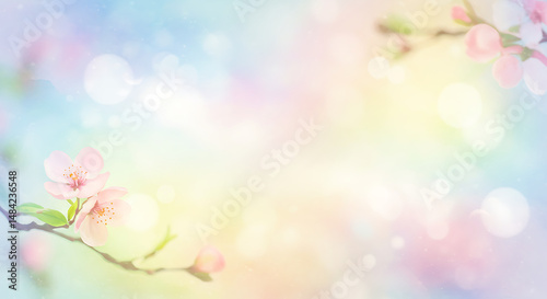 Pastel Blossom Background: Spring Flowers and Soft Bokeh