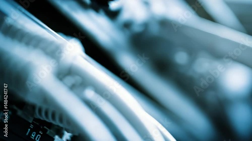 Network cables closeup modern technology