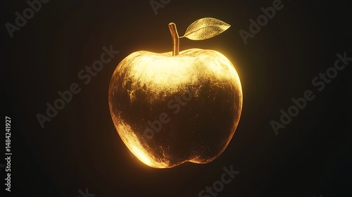 Golden apple isolated on black background