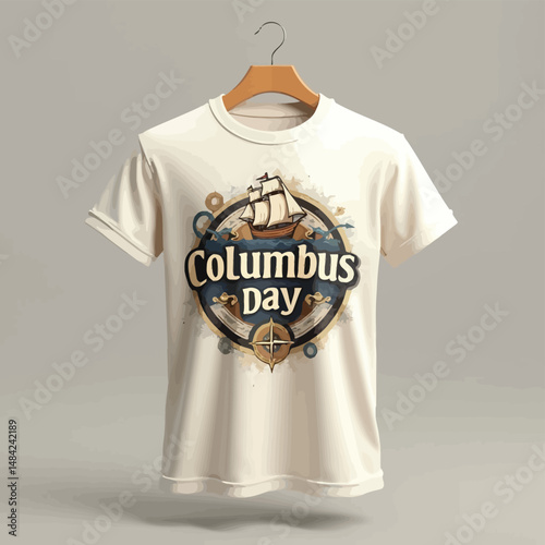Off White T Shirt Design for Columbus Day Celebration