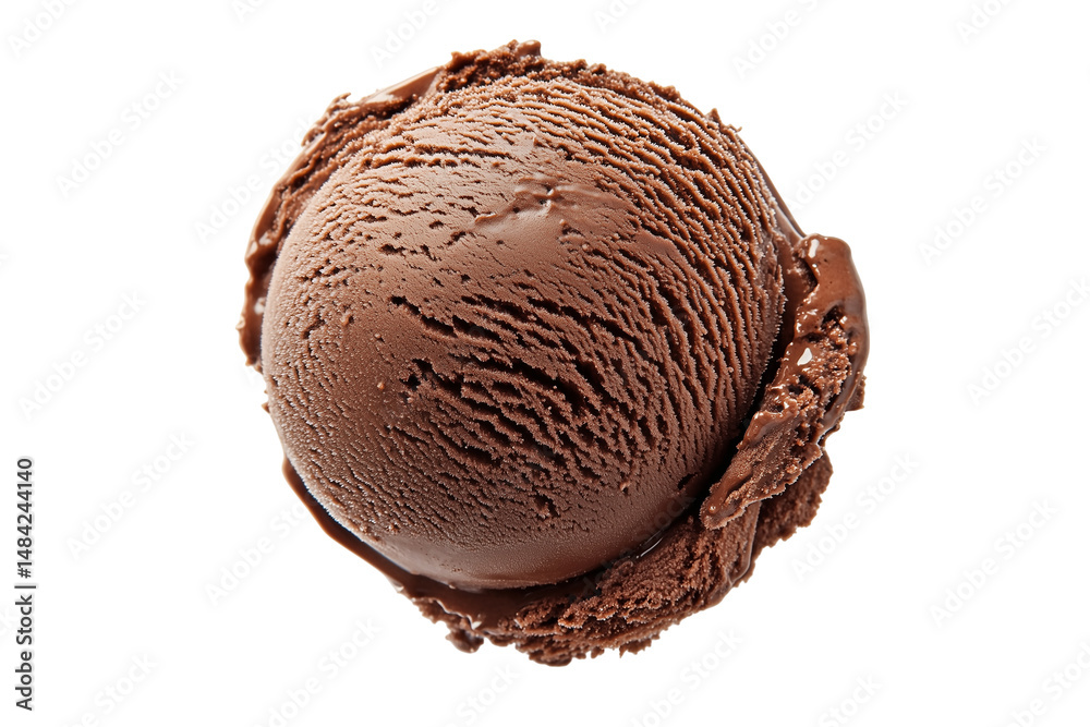 Obraz premium Chocolate ice cream scoop isolated on transparent background