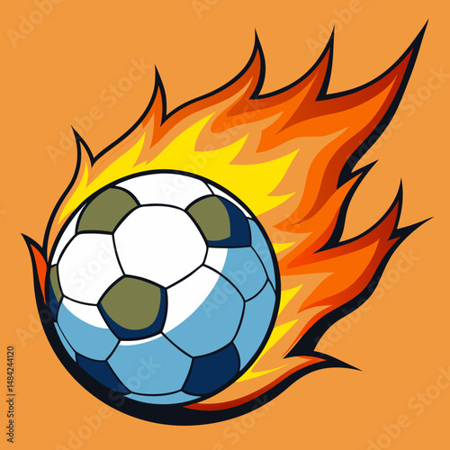 soccer ball with flames