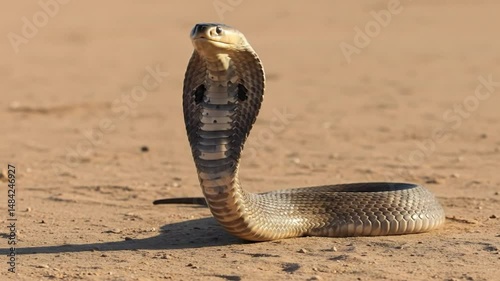 Cobra snake close up portrait dangerous reptile wildlife nature animal hood 4k video