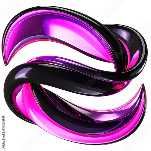 Dynamic 3D loop artwork with reflective neon surfaces, great for advertising visuals, motion graphics, or UI concepts.