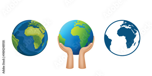 Set of Earth Globe Illustrations for Geography and Education Design