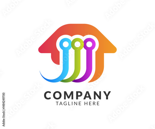 Smart Home Colorful Technology Logo Design