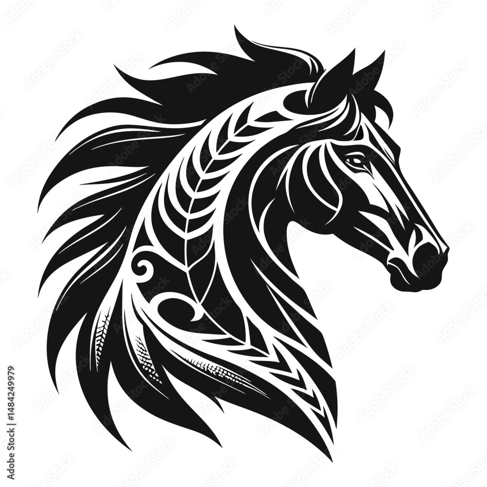 custom made wallpaper toronto digitala-stylized-horse-head-vector-logo--black-and-white.eps