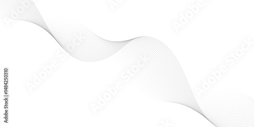 Abstract black and white smooth wave on a white background. Dynamic sound wave. Design element. Vector illustration. 