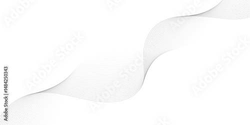 Abstract wave element for design. Digital frequency track equalizer. Stylized line art background. Vector illustration. Wave with lines created using blend tool. Curved wavy line, smooth stripe. 