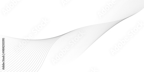 Abstract wave element for design. Digital frequency track equalizer. Stylized line art background. Vector illustration. Wave with lines created using blend tool. Curved wavy line, smooth stripe. 