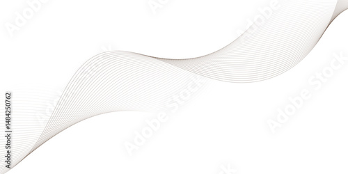 Abstract black and white smooth wave on a white background. Dynamic sound wave. Design element. Vector illustration. 