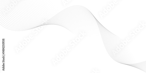 Abstract wave element for design. Digital frequency track equalizer. Stylized line art background. Vector illustration. Wave with lines created using blend tool. Curved wavy line, smooth stripe. 