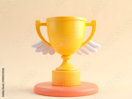3D trophy icon model Championship game winning concept illustration