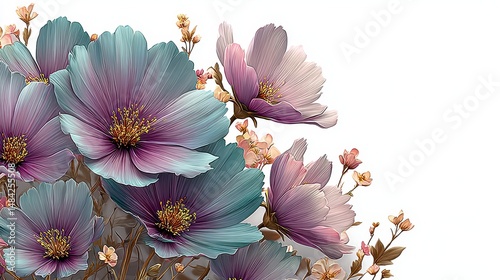 Elegant Purple   Blue Watercolor Wildflowers  Mother s Day Floral Design  Botanical Art Pr