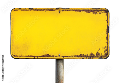 old yellow warning signa