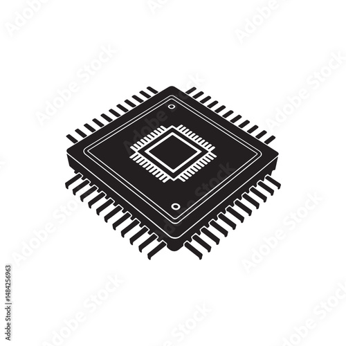 computer chip silhouette art black