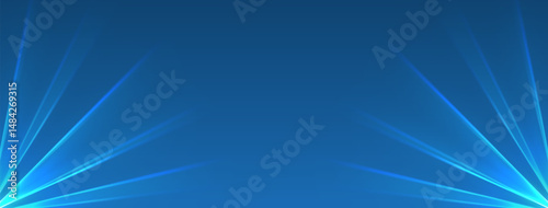 Blue lasers background., glowing rays or neon beams, bright futuristic backdrop. Concert or nightclub spotlights. Vector illustration.