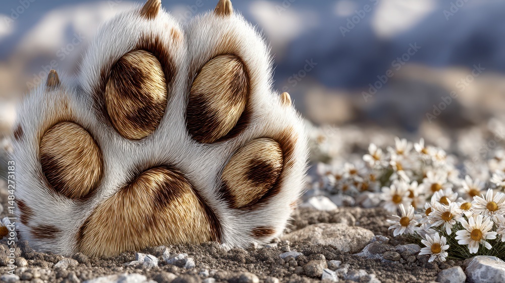 Dog Paw Print in Flowers Nature Pet Animal Wildlife Closeup