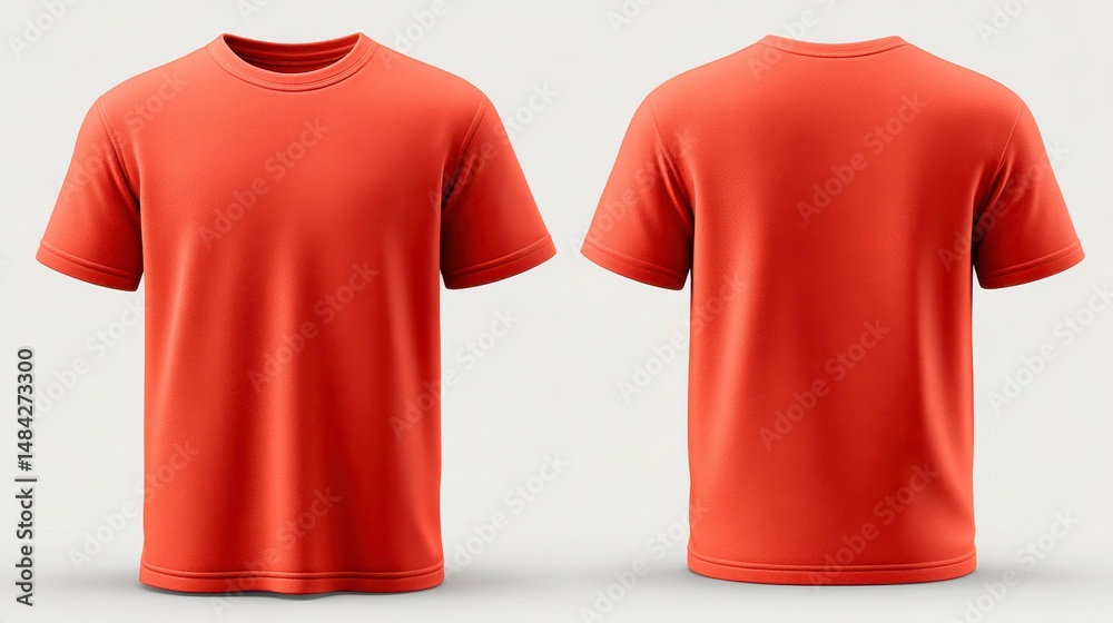 Red T Shirt Mockup Front Back Views Blank Template Apparel Design Clothing Fashion
