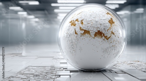 Obraz na płótnie Global Network Futuristic 3D Earth in Glass Sphere w salonie