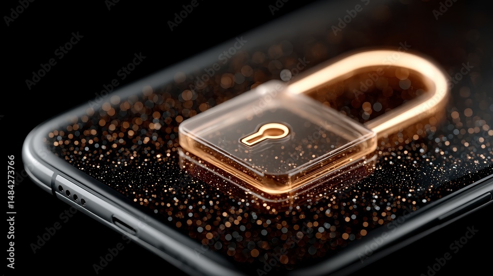 Secure Smartphone Digital Privacy Cyber Security Data Protection Holographic Lock