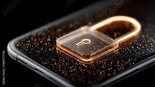 Obraz na płótnie Secure Smartphone Digital Privacy Cyber Security Data Protection Holographic Lock w salonie