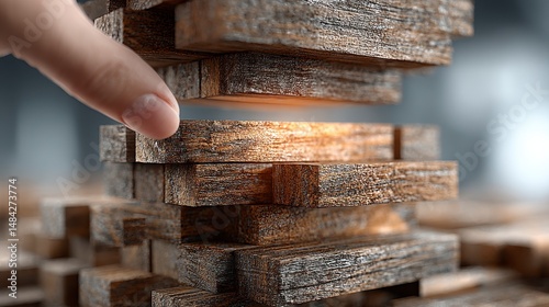 Obraz na płótnie Strategic Planning Hand Arranging Wooden Blocks for Business Growth w salonie