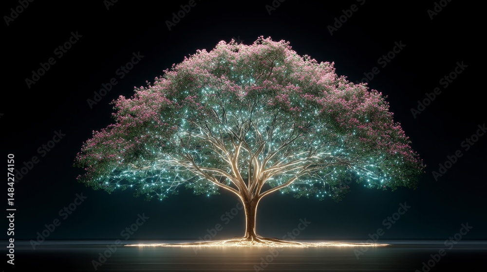 Illuminated Tree of Life AI Nature Growth Wellbeing