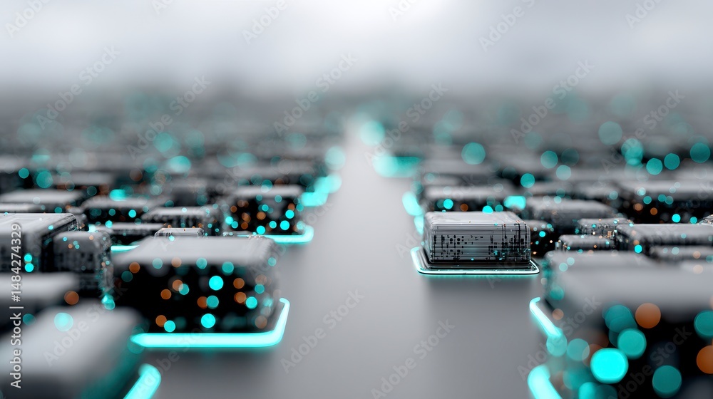 Futuristic Data Center Server Farm Network Digital Technology AI Cloud Computing Big
