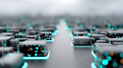 Obraz na płótnie Futuristic Data Center Server Farm Network Digital Technology AI Cloud Computing Big w salonie